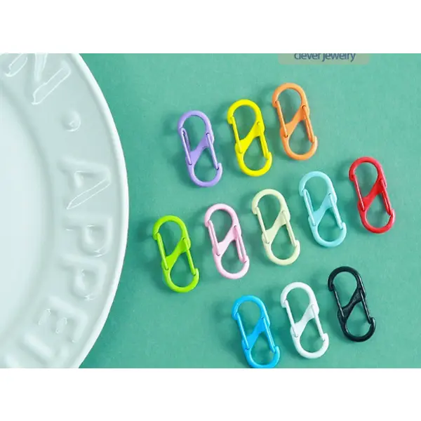 Colorful S-shaped spring clasp chain end connectors, DIY jewelry making accessories, suitable for bracelets and necklaces, handmade bead materials, ideal for jewelry manufacturers and small handicraft businesses