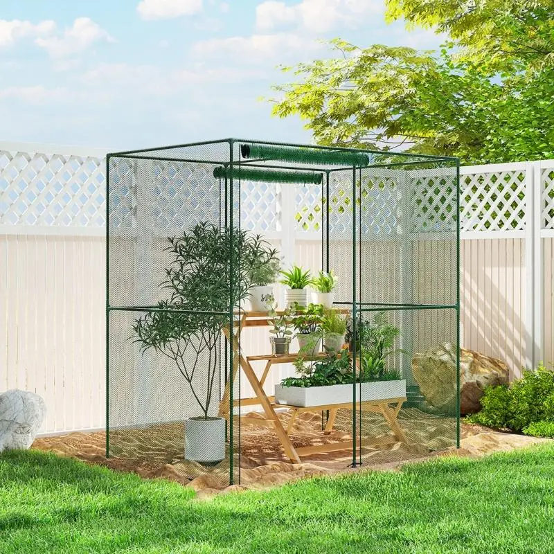 6' x 4' x 6' Green Crop Cage – Heavy-Duty Plant Protection Tent with Zippered Doors for Vegetable Gardens & Backyards – Creates a Secure Growing Enclosure to Shield Plants from Birds, Rabbits, Deer, and Insects