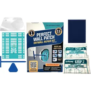 Drywall Repair Kit by SD Home, Fix Large Holes Fast, Wall Plate, 2 Patch Dry Compound Bags, Sanding Block & Trowel,  Drywall Hole Patch Solution, Quick & Easy Filler, Wall Putty, Spackle Paste