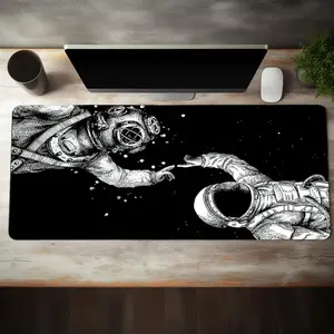 Astronaut Pattern Mouse Pad, Rectangle Gaming Mouse Pad, Non-slip Rubber Base Stitched Edge Desk Keyboard Mat for Home Office Game