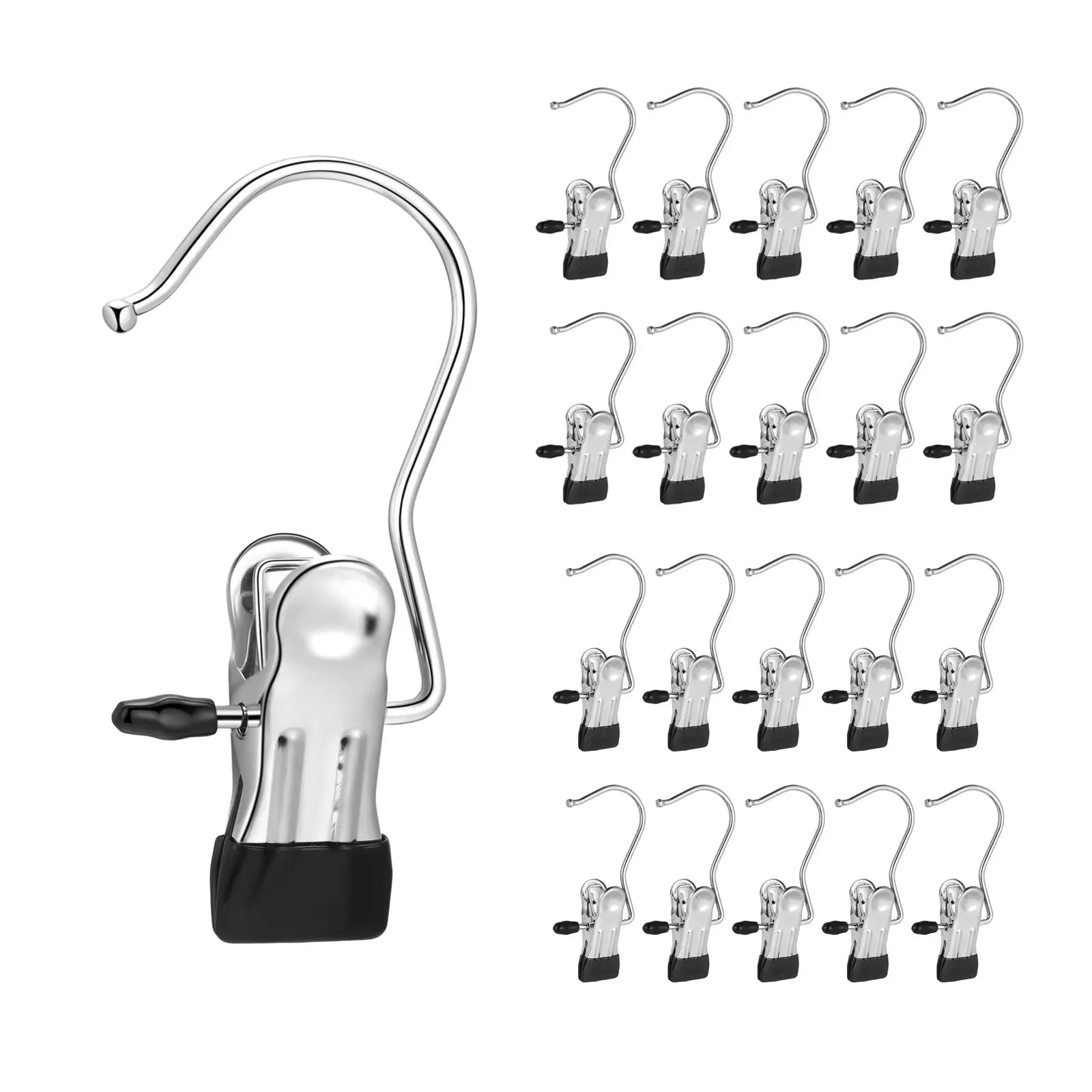 20 Pack Portable Multifunctional Hangers Boot Hanger Legging Space Saving Organizer for Closet, Boot Holder, Hanging Clips,Single Clip Space Saving for Jeans, Hats, Tall Boots, Towels(Black)