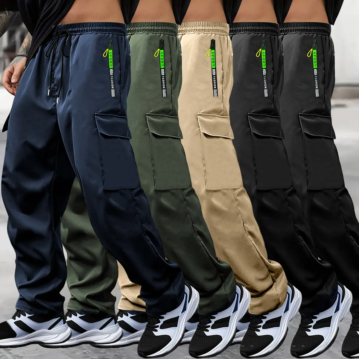 Blue + Green + Khaki + Black + Black