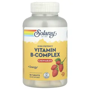 Solaray High Potency Vitamin B-Complex Chewables, Natural Strawberry, 50 Tablets