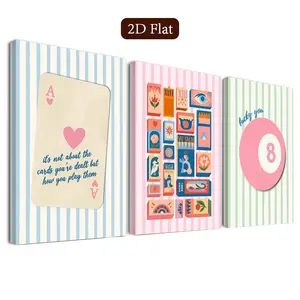 3 Piece Framed Lucky Number Wall Art Set, Poker Card Canvas Print, Colorful Modern Home Decor, Elegant Indoor Room Decoration