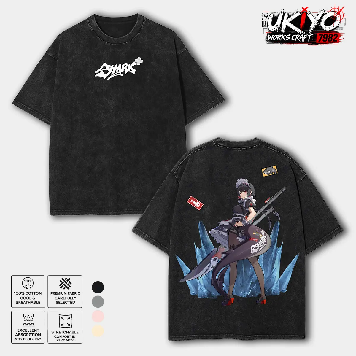 Retro Limited Ellen Joe ZenLess Zone Zero Washed T-Shirt, Crew Neck Casual Tshirt Menswear Collar, Gifts for him, subtle anime clothing, Viral Trendy Graphic Cotton