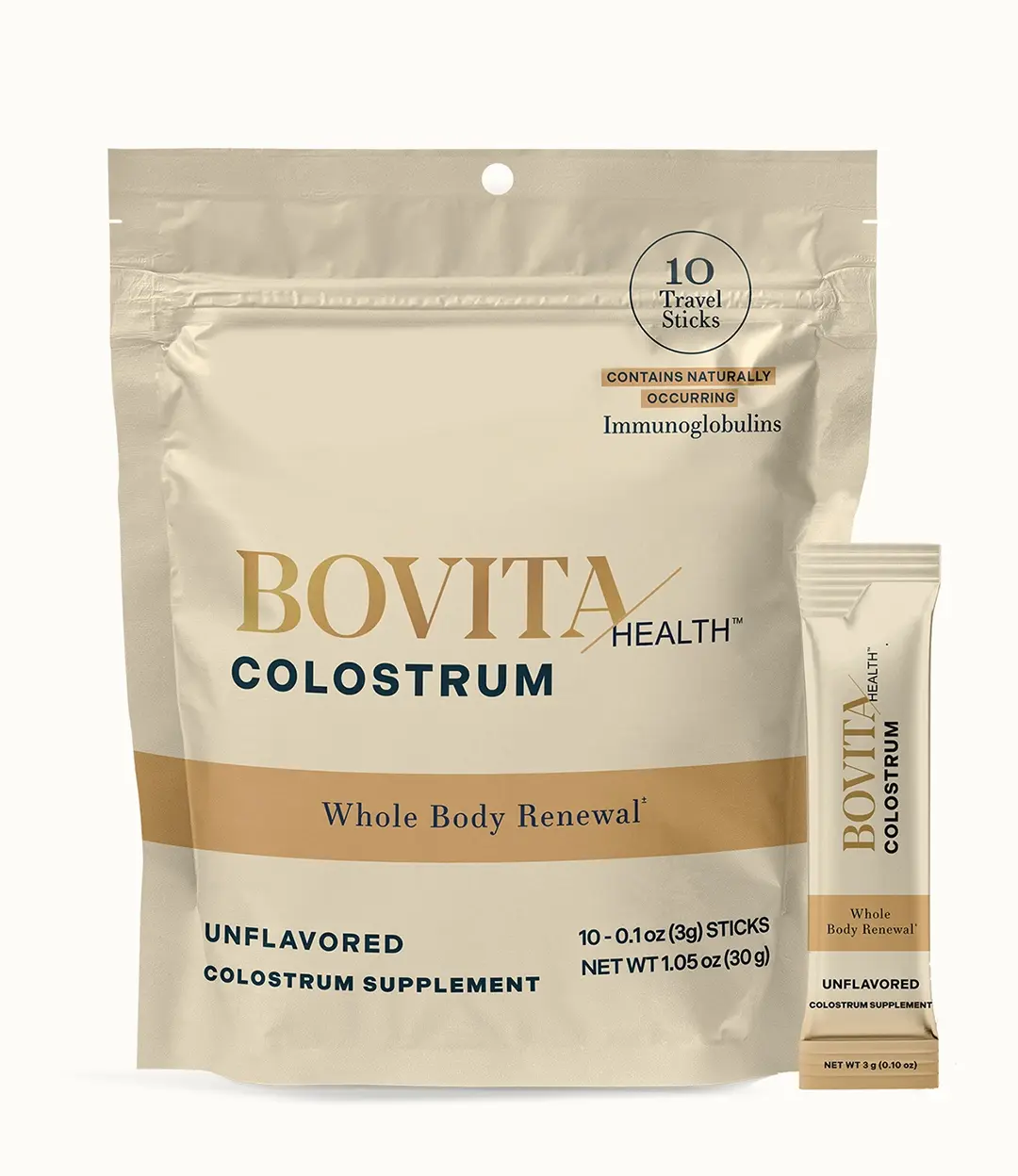 Bovita Health Colostrum Unflavored, 10-Count Stick Pack Pouch