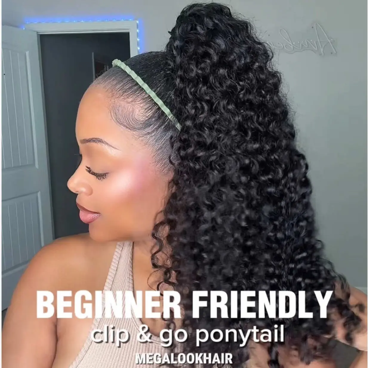 Megalook 100% Human Hair 250% High-Density 10-Sec Ponytail Hairstyle Drawstring Ponytail Hair Extensions Vacation Hair#WorldCup2026#gameday outfits#SummerWins #DealsForYouDays