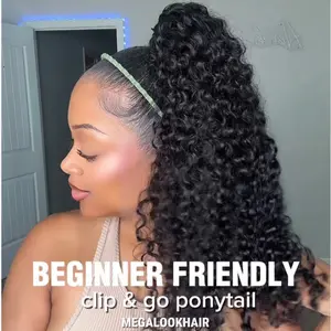Megalook 100% Human Hair 250% High-Density 10-Sec Ponytail Hairstyle Drawstring Ponytail Hair Extensions Vacation Hair#WorldCup2026#gameday outfits#SummerWins #DealsForYouDays