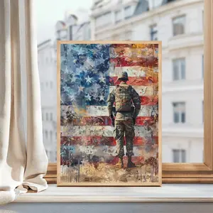[UNFRAMED POSTER] American War Hero Military Artwork Digital Print United States Armed Forces Veteran Symbolic Flag Best Selling Patriotism Military Family