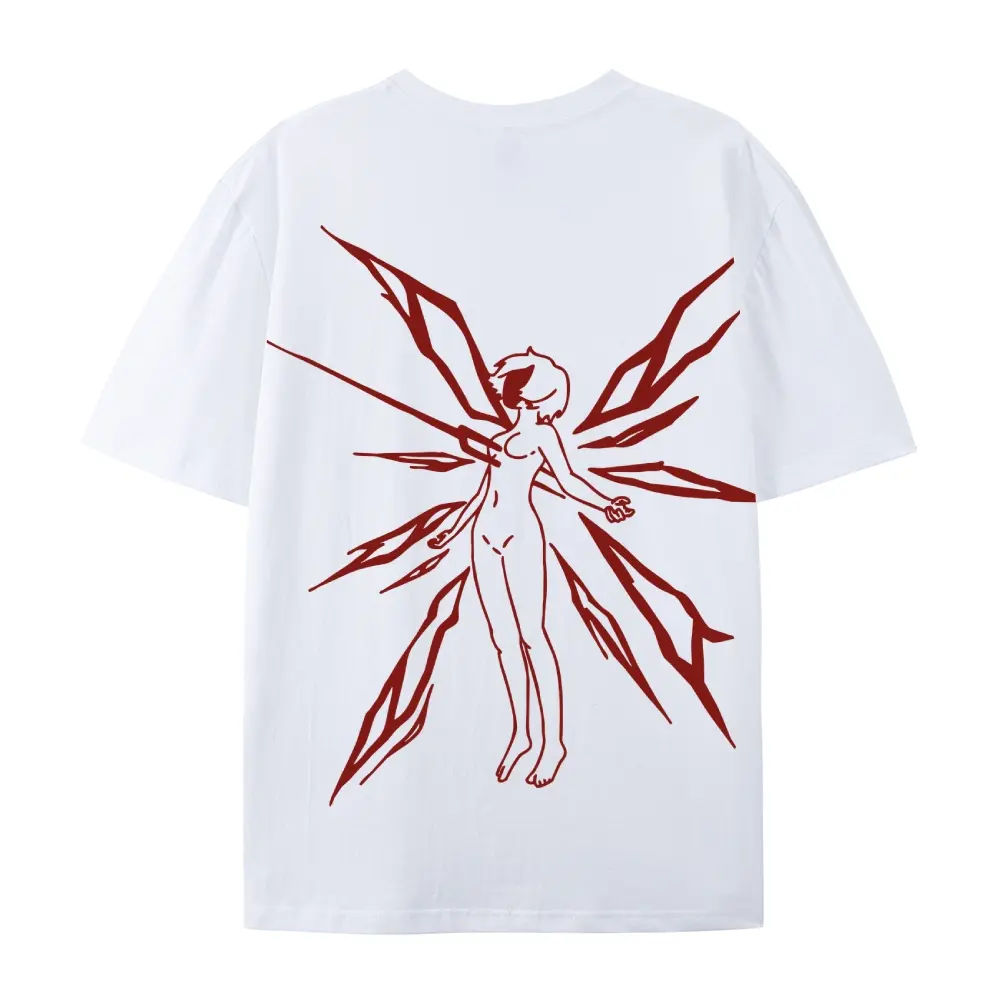 Oversized Casual EVA Rei Ayanami Lilith Lance Graphic Tee Anime Streetwear Clean Minimal Design Unisex Cotton T-Shirt Trendy Gift Tropical Menswear Tshirt