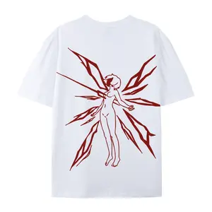 Oversized Casual EVA Rei Ayanami Lilith Lance Graphic Tee Anime Streetwear Clean Minimal Design Unisex Cotton T-Shirt Trendy Gift Tropical Menswear Tshirt
