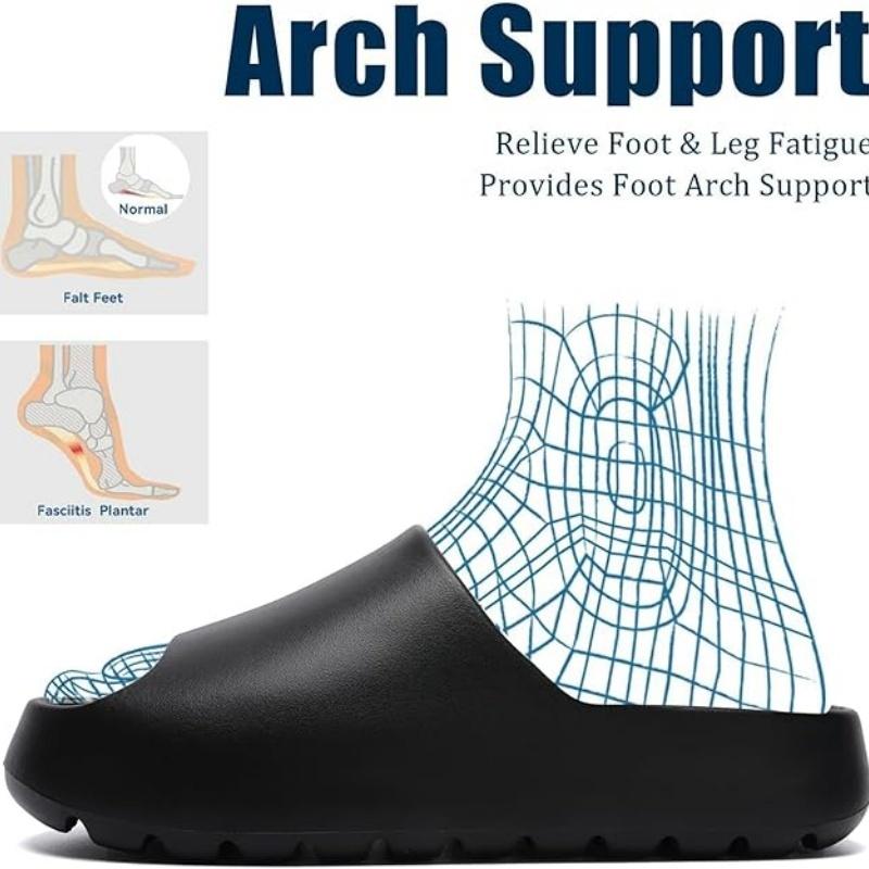 Plus Size Platform Pillow Slippers Slides for Women and Men - Lightweight Spa Open Toe Shower Sandals for Indoor & Outdoor Thick Sole Beach Shoes