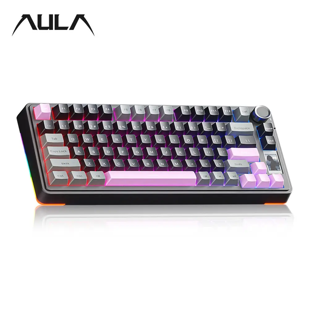 Aula S75 Pro Wireless Mechanical Keyboard, 80 Keys, Multi-Function Knob ...