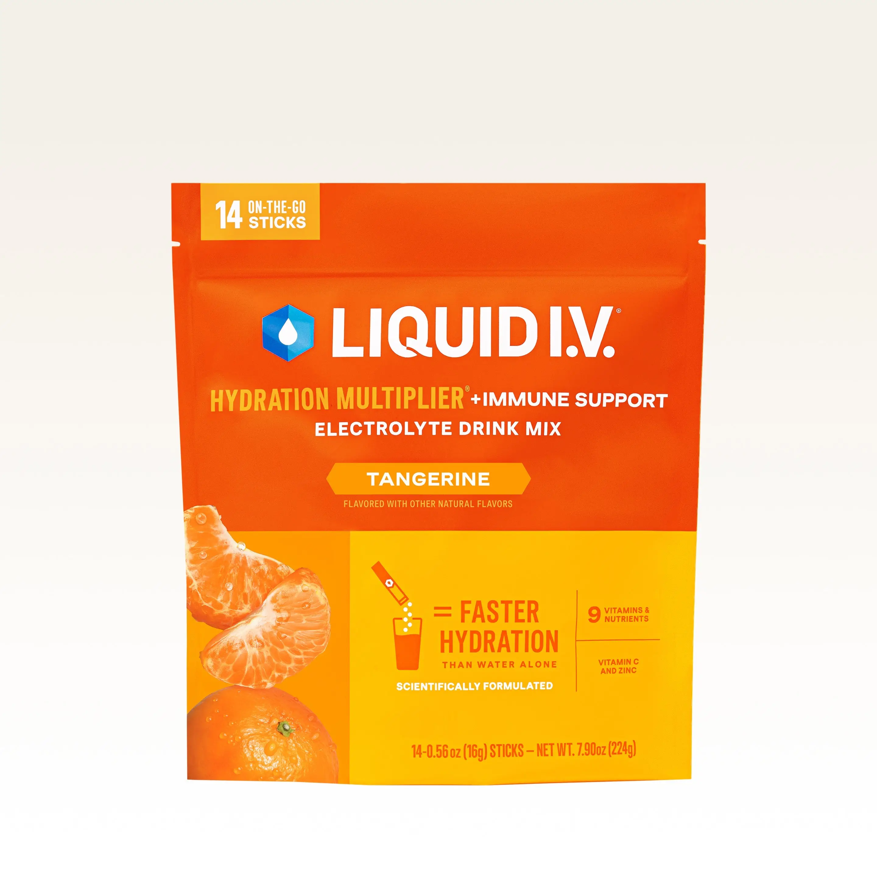 Liquid I.V. Hydration Multiplier +Immune Support - Tangerine - Hydration Powder Packets | Electrolyte Powder Drink Mix | Convenient Single-Serving Sti