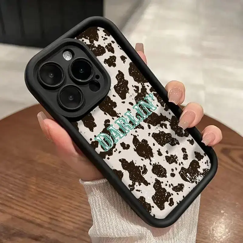 Durable Protective Silicone Smartphone Casing - Cow Pattern, Pocket-Friendly, Shockproof Cover for iPhone 11/12/13/14/15/16/17 Pro, ProMax, Plus, Air | Handheld Devices Cellphone Accessories