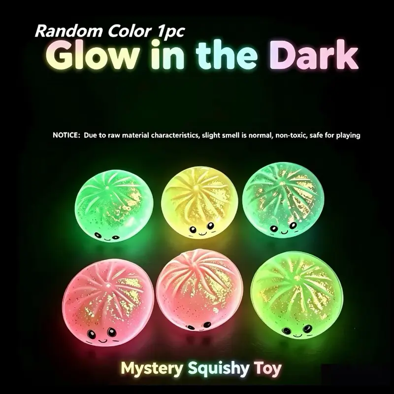 Glow in the Dark Glitter Dumpling Steamer Box, Sensory Stress Reliever, Anxiety Relief Product, Decompression Squeeze Stress Relief Gadget, Sensory Calming Tool for Toys & Hobbies