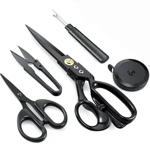 9 Inch Fabric Scissors Tailor Sewing Shears for Fabric Cutting Heavy Duty Tailor Scissors for Quilting Sewing and Dressmaking with Tape Measure, Thread Snips, Seam Rippers (Black, Classic Style)