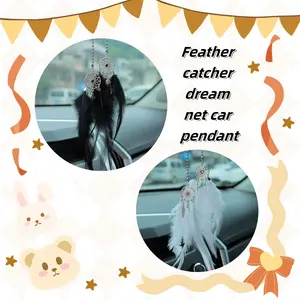 Car Rearview Mirror Hanging Ornament, Cute Romantic Handmade Car Decor, Personalized Car Hanging Decoration, Feather Dreamcatcher