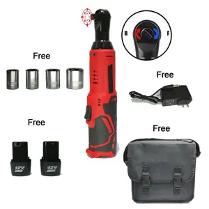 12V Cordless Right Angle Torque Wrench Heavy Duty Electric Ratchet Socket Wrench Set With 2 x 2.0Ah Batteries, Built-in LED Light, Time-Saving Auto Repair Power Tool