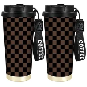 1pc 18oz Ounce Classic Plaid Insulated Cup in Dark Check Pattern, Ideal for Hot or Cold Drinks, Perfect Gift for Camping and Holidays