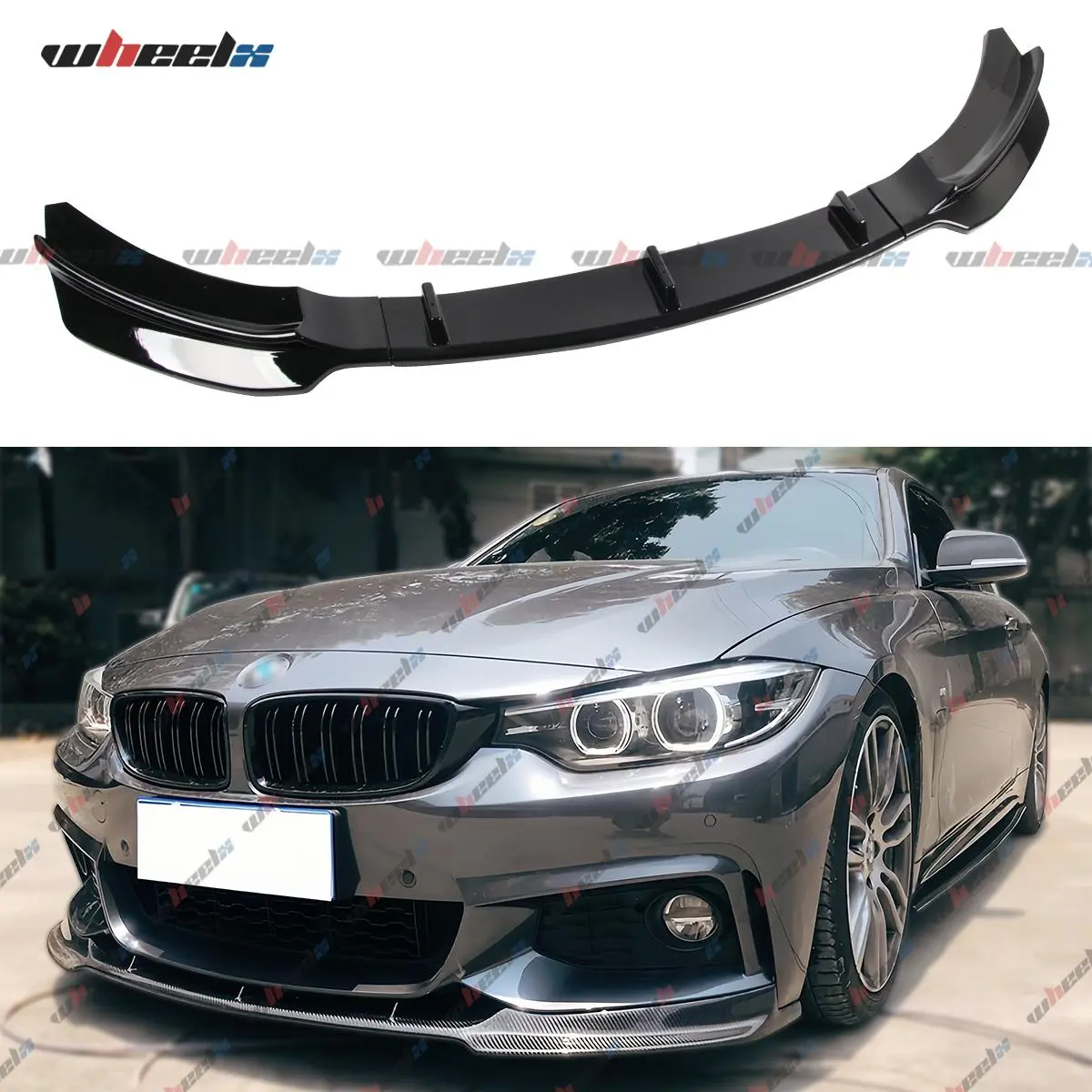 2014-2020 BMW 4 Series F32 F33 F36 - 3-Piece Front Bumper Lip Spoiler Kit, (M Sport Only) BMW4SeriesMods F32FrontLip MSportBodyKit