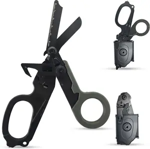 Foldable Trauma Shears 6-in-1 – Heavy Duty Tactical Emergency Scissors with Holster, Stainless Steel Multi-Tool for Medical & Outdoor Use