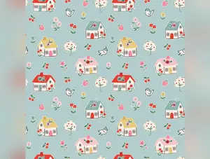 Home Sweet Home | Blue Happy Home by Elea Lutz for Poppie Cotton | VR24458