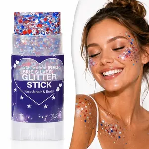 4th of July Red White Blue Face paint glitter stick, patriotic American flag star shaped face body glitter, July 4th accessory, 250th anniversary decoration