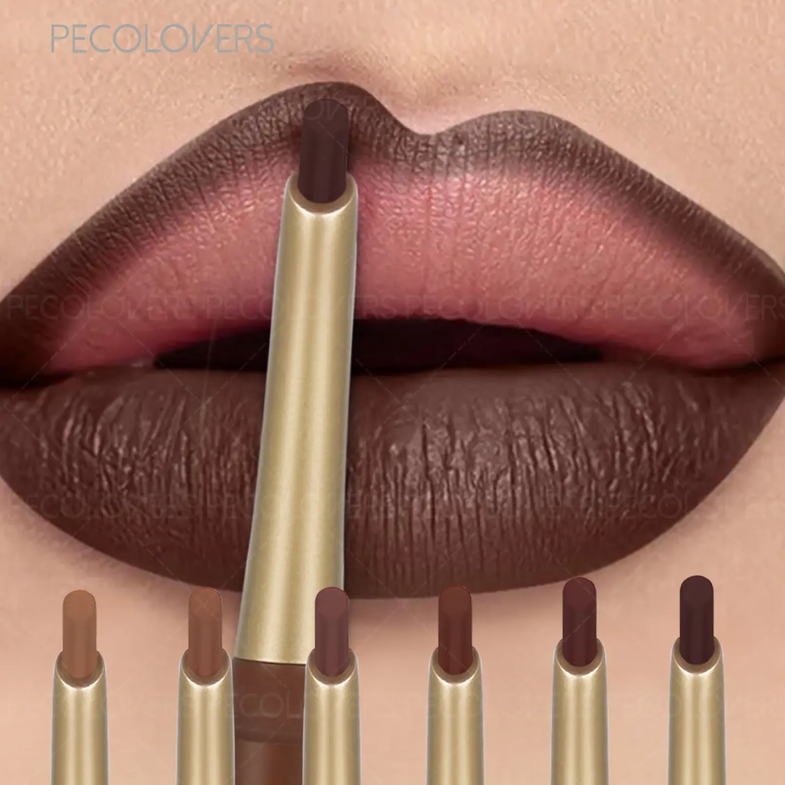6pcs/set Red Brown Waterproof Lip Liner Pen, Long-lasting Non-sticky, Suitable for All Beige Types of Berry Tones, Beauty Lip Makeup, Lip Liner Pencil, All Day Lipliner