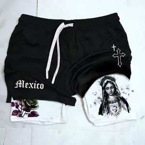 Mexican "Virgencita"  "Double Layer" Gym Shorts