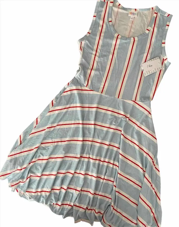 LuLaRoe Nicki • A-Line • Sleeveless • Fit and Flare Dress • Red White Blue Stripe