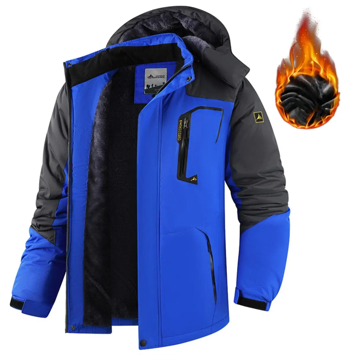 Men's Hooded Thick Thermal Lined Softshell Jacket, Winter Outdoor Sports Outerwear for Fishing and Mountaineering, Fleece Lined Warm Men's Coats, Thermal Lined Outerwear