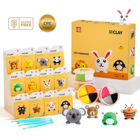 Kids' Ultra Light Air Dry Handcraft Art Crafting Kit - 1100g Plant-Based Art Supplies Kit with Tools, Soft Easy-to-Craft Supplies, Safe Non-Toxic Aids, Guided Steps Help Kids Confident, Christmas Gift