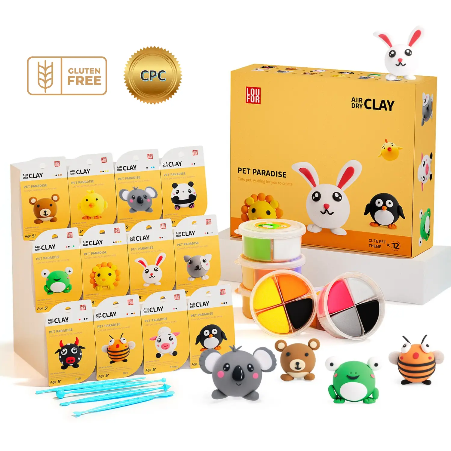 Air Dry Clay Kit for Kids – Cute Animal Crafts, All-In-One Set with Tools & Instructions, Indoor Entertainment, Family Bonding, Ideal for Parties & Ch