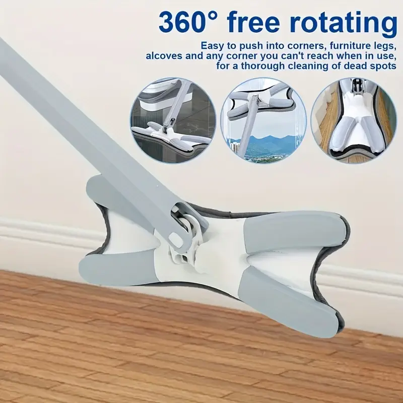 1 Set X-Shape Microfiber Mop For Floor Cleaning With Reusable Pads Hand-Free Wash Self Wringing Flat Mop 360 Degree Clean