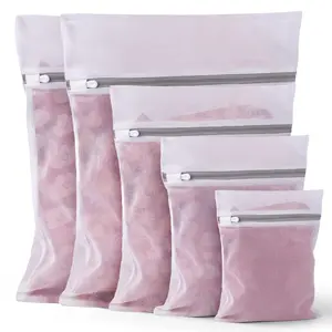 OKAKA 5Pcs Delicates Mesh Laundry Bags, Washing Machine Wash Bags,Lingerie Laundry Bags for Delicates Clothes, Hosiery, Underwear, Bed linen - 5 Size