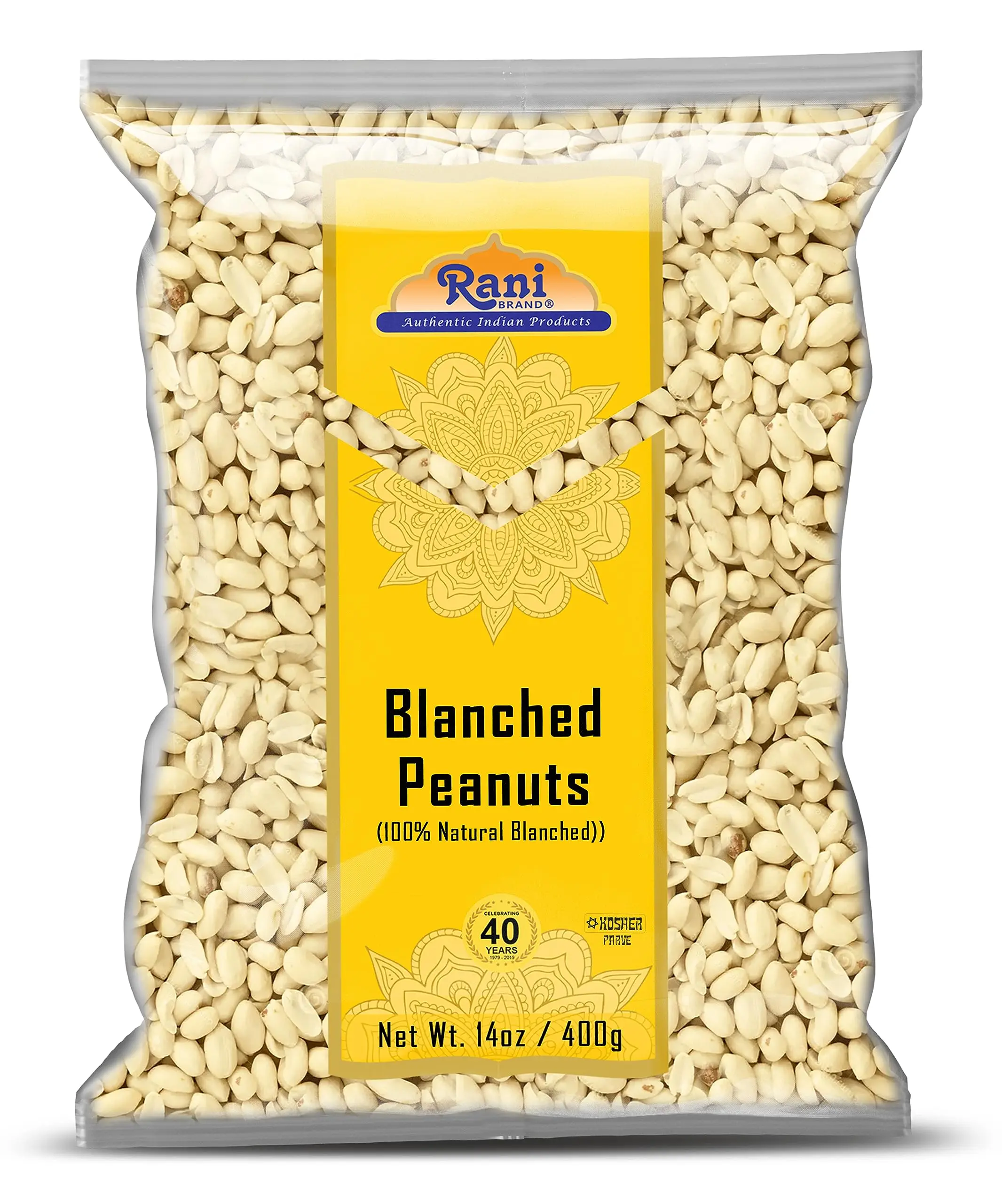 Rani Peanuts Skinless (Blanched, Uncooked) 14oz (400g) ~ All Natural | Vegan | Gluten Friendly | Kosher | Fresh Product of USA ~ Spanish Grade Groundnuts
