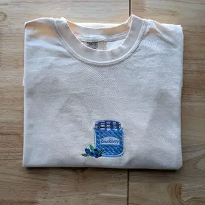 Blueberry Jam Jar Embroidered Comfort Colors T-shirt