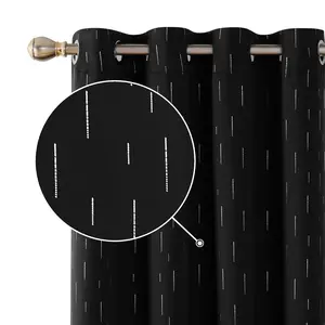 Deconovo Foil Print Striped Blackout Curtains - 2 Panels, Grommet Top, Suitable for Kids Room and Bedroom
