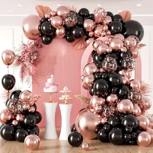 123pcs Rose Golden & Black Balloon Set - Perfect for Weddings, Bridal Showers, Birthdays, Graduations & More - Versatile Party Decorations for All Seasons