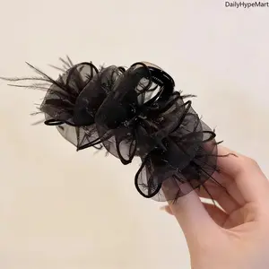 Mesh Feather Bubble Shark Hair Claw Clip, 2026 Half-Up Volume-Boosting Fashion Accessory for Claw Clip Hairstyles, Hair Clips