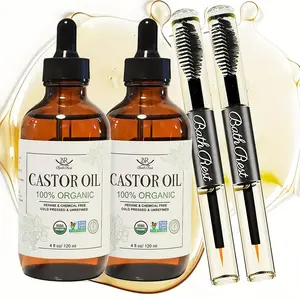2Pack Castor Oil Organic Cold Pressed Hexane Free 100% Pure Castor Oil for Hair Face Body Eyelash, Natural for Castor Pack Wrap Patches, 4oz
