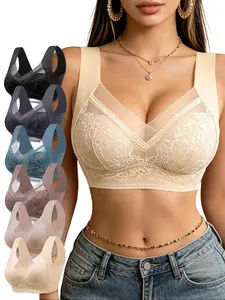 6 Pcs Lace Ultra-Soft  Push Up Padded Bras for Womenswear - Comfortable Casual lingerie Elegant Minimalist Everyday Wear
