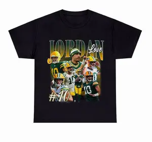 Jordan Love Packers Vintage Bling Unisex T-shirt, Football Streetwear Cotton Unisex Short Sleeve Shirt, Apparel for Game Day, Perfect Gift for Football Fans