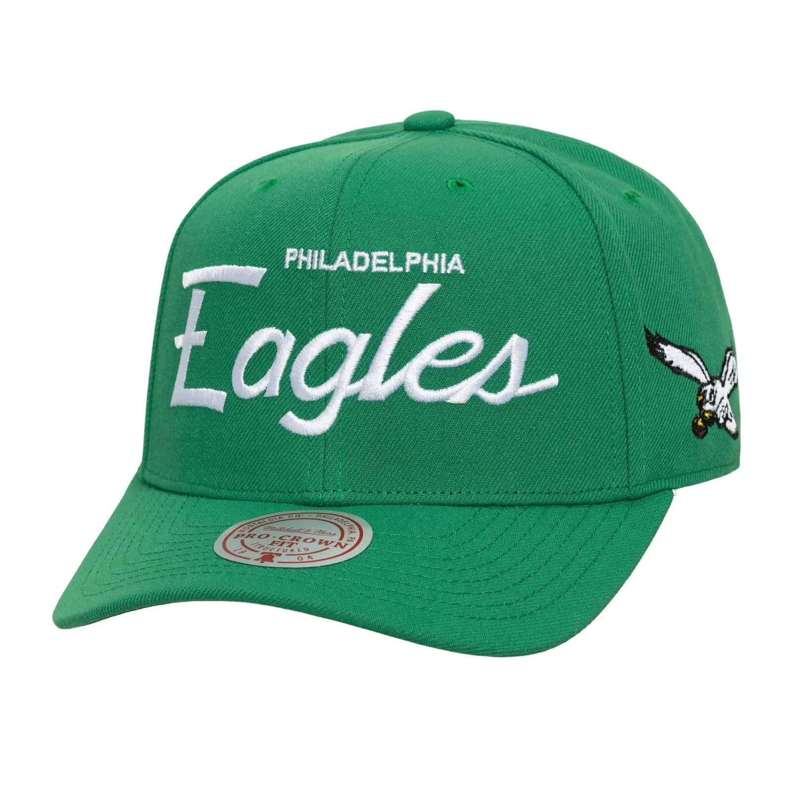 Philadelphia Eagles Kelly Green Head Coach Pro Crown Snapback Hat NFL Throwback Cap Adjustable Fan Gear Mitchell & Ness