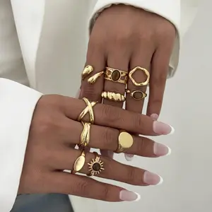 European and American jewelry: Maillard vintage tiger eye stone open ring, unique and sophisticated lava sun ring