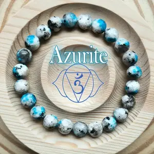 Third Eye Charka K2 Azurite Granite 8mm Beads Inspiring Intuition Awakening the Third Eye Discover your spiritual gifts Stretch Women Men Handmade Bracelet