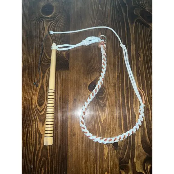 Stock Whip - Wooden Handle on Nylon & LeatherRope - 5ft Handmade