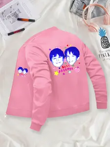 Custom Photo Baseball Jacket for Women - BFF Matching Zip-Up Outerwear for Spring & Autumn. Durable & Stylish Outerwear, Suitable for Daily Wear, Multi-Season Design.