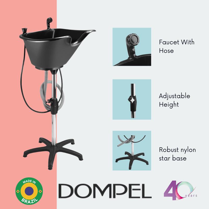 Bundle Wash Unit, Portable Shampoo Sink, Includes Drain Hose and Faucet with Hose, Headrest and Set of 4 Hair Brushes. - Dompel